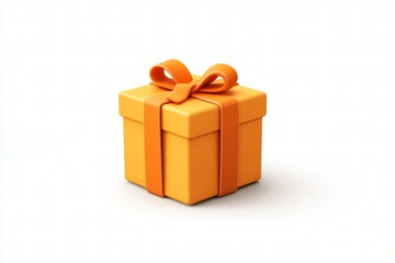 Festive Orange Gift Box: Unwrap the Shiny Decorative Surprise Filled with Holiday Joy and Cheer