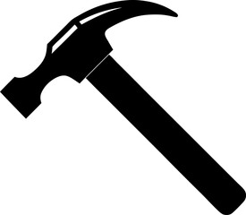 Claw Hammer Carpentry Tool Icon Silhouette Vector