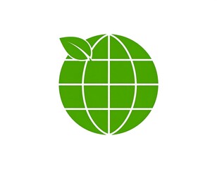 Green globe with leaf, eco-friendly symbol