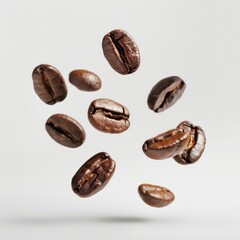 Obraz premium Floating roasted coffee beans