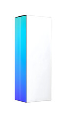 Transparent 3D render of a modern pharmaceutical tall rectangular medicine box