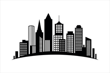 Fototapeta premium Black city skyline silhouette buildings architecture