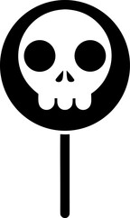 Skull Shaped Candy Lolly Black and White Vector