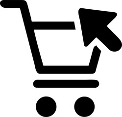 click with cart vector icon on white or transparent background. supermarket icons. Editable and Printable sticker.