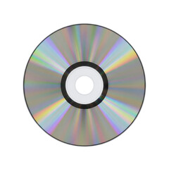 Silver compact disc with iridescent rainbow reflection