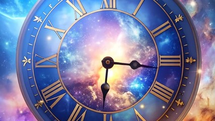 Cosmic clock face illustration - Powered by Adobe