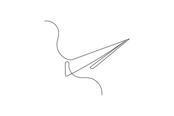 Minimalist paper plane outline in one line style
