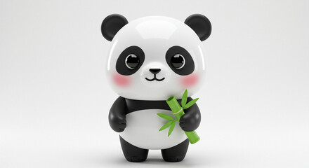 Fototapeta premium Happy Panda with Bamboo
