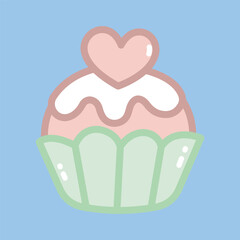 Outlined Sweet Cupcake with Heart Topping