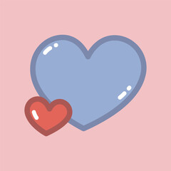Two hearts illustration in cartoon style