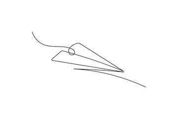Minimalist paper plane outline in one line style

