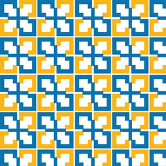 Geometric Tile Mosaic Blue and Yellow Square Grid