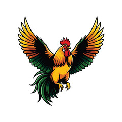 vector illustration of a rooster in flight