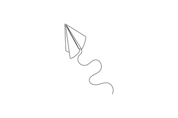 Minimalist paper plane outline in one line style
