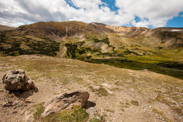 From Old Fall River Road, looking into the cirque and valley south of the Alpine Visitor Center in...