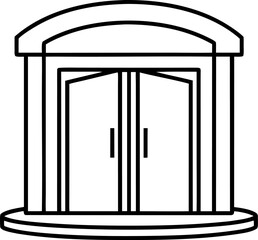 Revolving Door Icon Line Art Vector Illustration