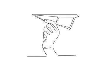 Minimalist paper plane outline in one line style
