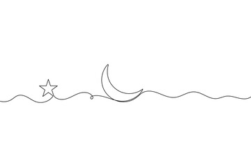One line moon illustration in isolated outline vector with minimalist and modern design
