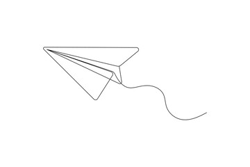 Minimalist paper plane outline in one line style

