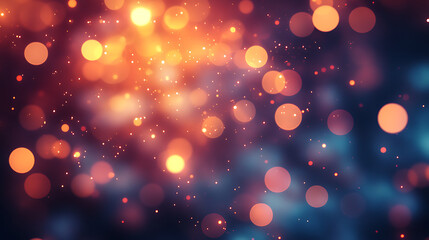 Warm bokeh lights twinkling in soft romantic glow with scattered glowing particles creating dreamy festive atmosphere