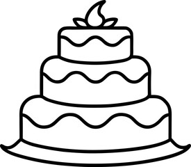 Wedding Cake Icon Line Art Vector Illustration