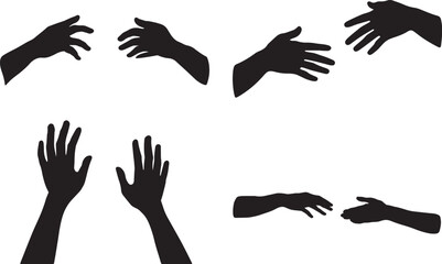Obraz premium Hand Silhouette Vector Set, Reaching and Touching Hands Illustration.