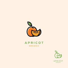 Apricot fruit logo design template