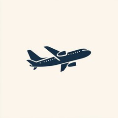 Dark Blue Airplane Icon in Flight