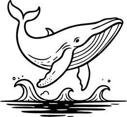 whale vector illustration, isolated on white