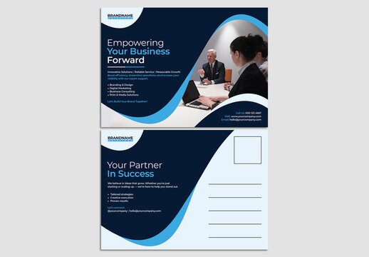 Blue Wave Postcard Branding Layout