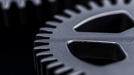 Gear Macro: Intricate detail of interlocked gears. Precision engineering, industrial design, and mechanical themes shine through in this closeup.