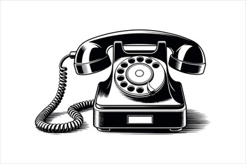 Vintage black rotary telephone with coiled cord vintage telephone