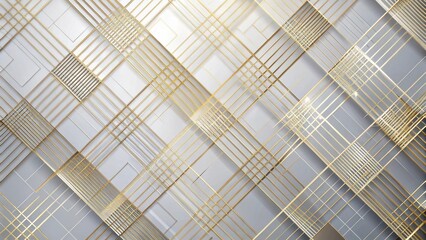 Abstract Gold and Silver Grid Pattern Elegant Interlocking Lines and Geometric Shapes