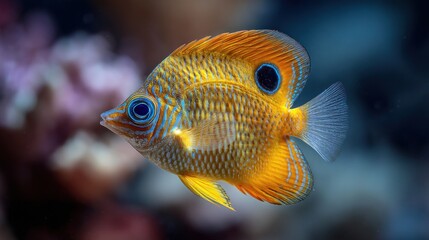 Close-up of a vibrant orange and yellow fish