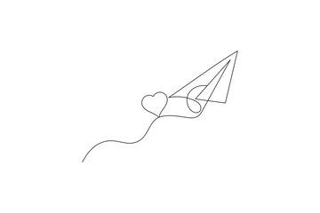 Minimalist paper plane outline in one line style
