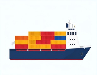 Flat illustration of a cargo ship