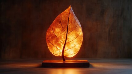 Illuminated leaf lamp, warm glow