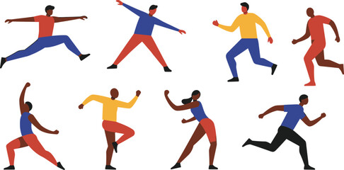 Abstract Diverse Human Figures in Motion