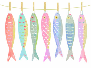 set of colorful hanging tags