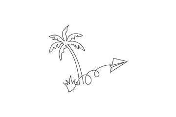 Minimalist paper plane outline in one line style
