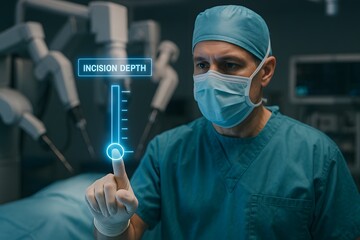 A surgeon operating surgical robotic