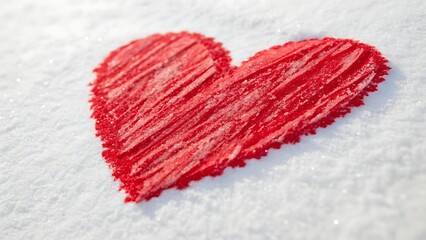 Red love heart made of rough strokes isolated on a white background. AI GENERATED.