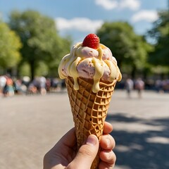 ice cream in a hand