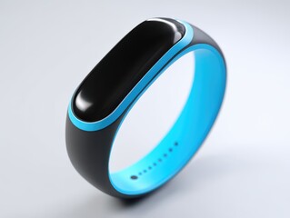Black and Light Blue Fitness Tracker on White Background