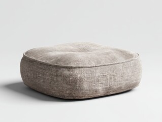 Off White Textured Square Floor Cushion with Brown Pattern