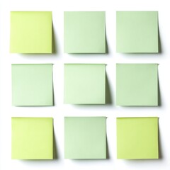 Pastel Green and Yellow Sticky Notes on White Background