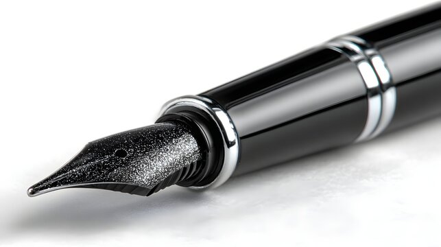 Close-up view of a fountain pen nib.