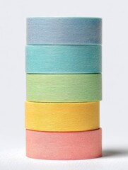 Stack of Pastel Washes Tapes with Subtle Texture on White Background