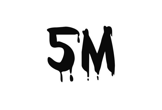 Black dripping 5 M text isolated on a transparent background