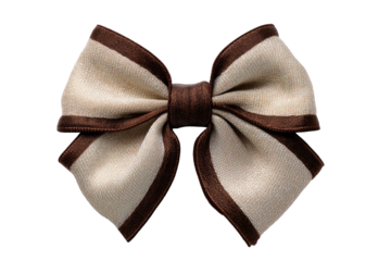 Cream and brown striped fabric bow